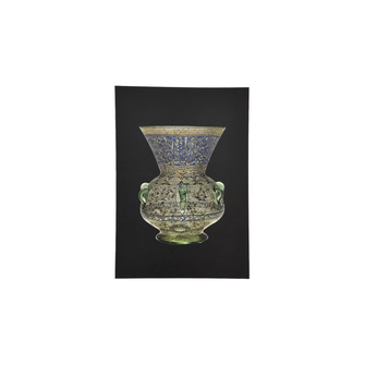 Postcard. Glass Vessel in the Shape of a Mosque Lamp