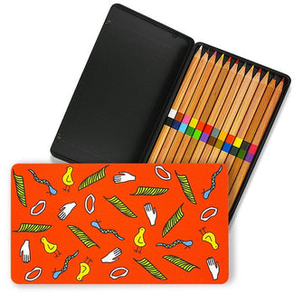 'Hieroglyphs' metal box of Duo colouring pencils