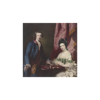 Postcard 'Portrait of William Welby and his wife Penelope playing chess'