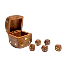 'Throw the Dice' Box with 5 Dices, Brass